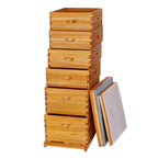VLoveBee Professional 10-Frame 6-Layer Cedar Wood Langstroth Hive Body Kit - Complete Wax Dipped Logo-Free Beehive (Includes 2 Deeps & 4 Mediums, No Frames)